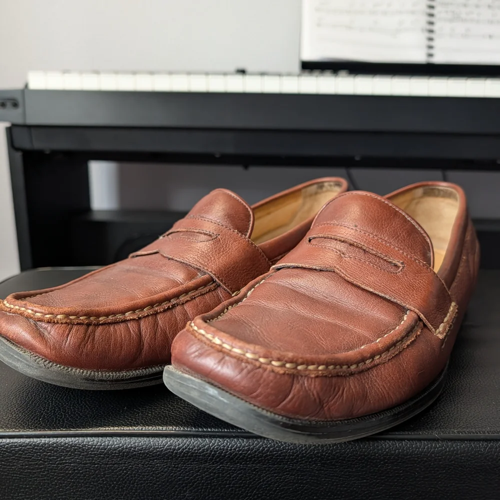 Rockport Men’s Brown Leather Penny Loafers 11W‎ Wide Comfort Dress Shoes